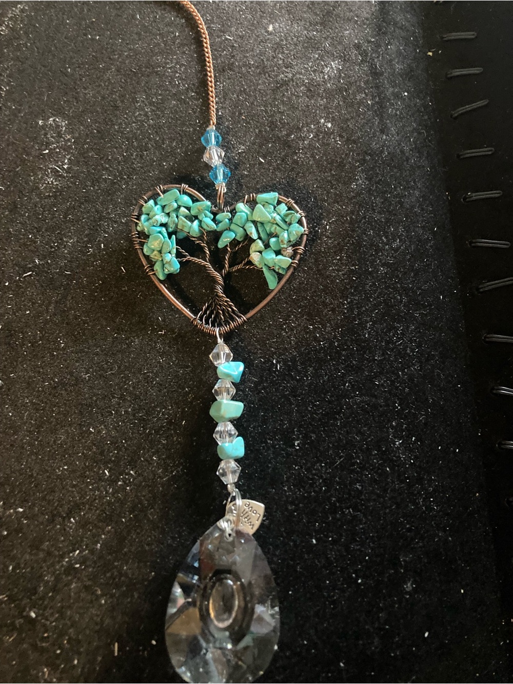 Turquoise Tree of Life Heart Suncatcher